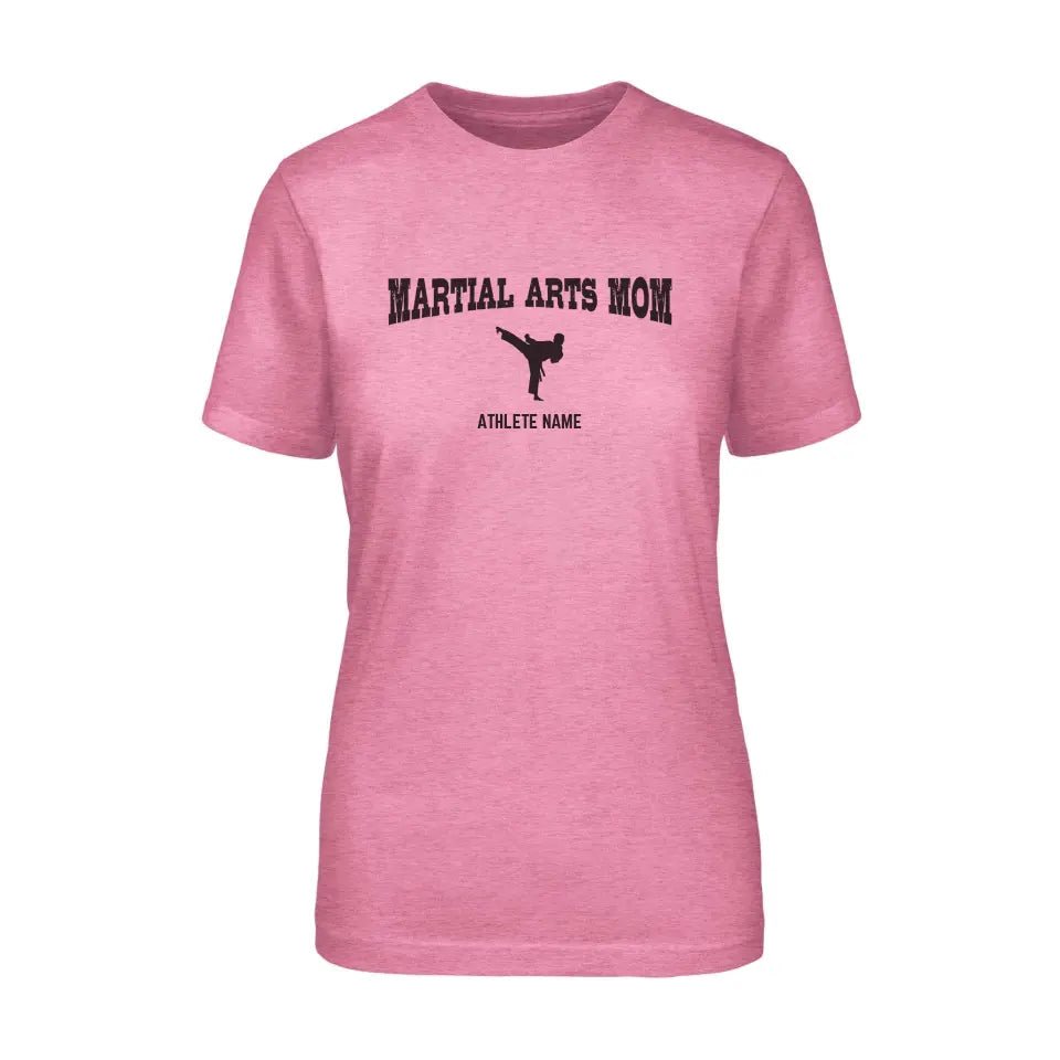 Martial Arts Mom with Martial Artist Icon and Martial Artist Name on a Unisex T-Shirt with a Black Graphic