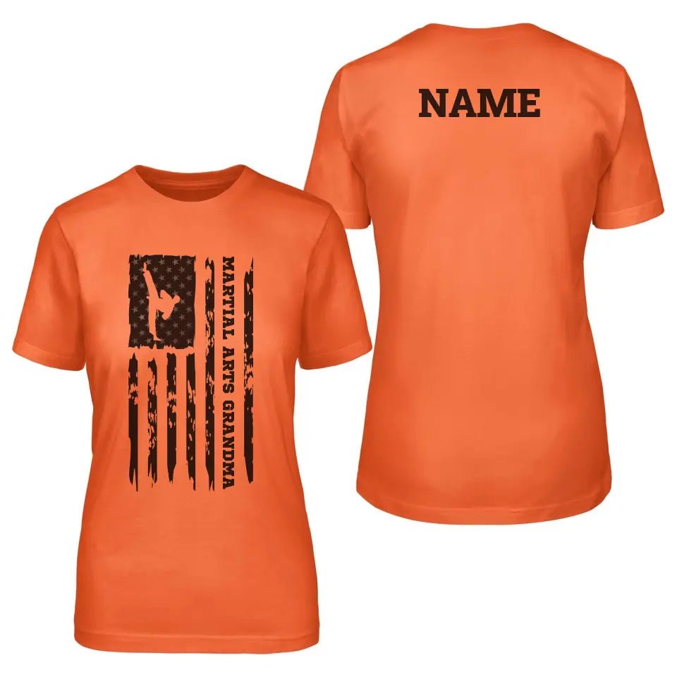 Martial Arts Grandma Vertical Flag With Martial Artist Name on a Unisex T-Shirt with a Black Graphic