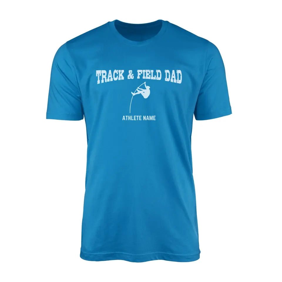Pole Vault Dad with Pole Vaulter Icon and Pole Vaulter Name on a Men's T-Shirt with a White Graphic