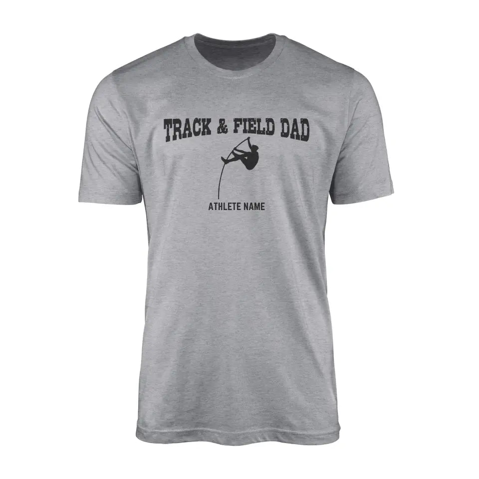 Pole Vault Dad with Pole Vaulter Icon and Pole Vaulter Name on a Men's T-Shirt with a Black Graphic