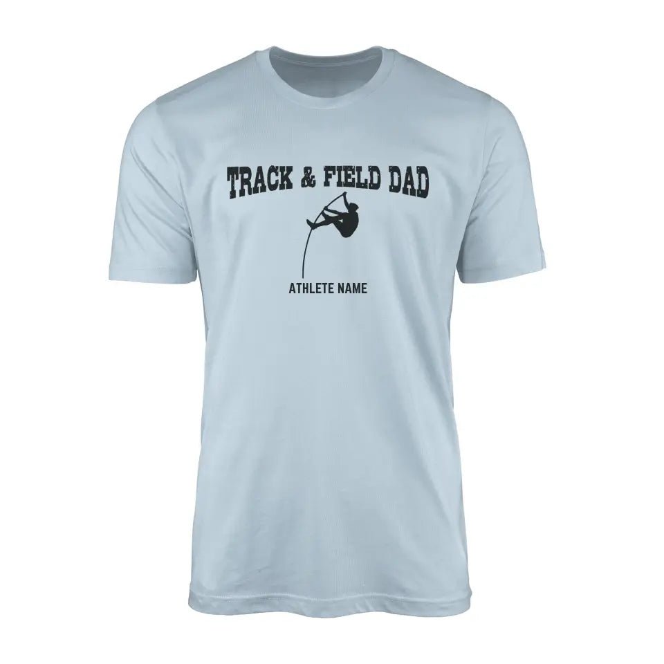 Pole Vault Dad with Pole Vaulter Icon and Pole Vaulter Name on a Men's T-Shirt with a Black Graphic
