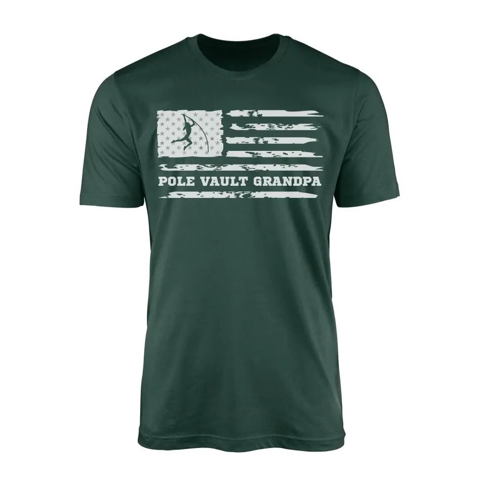 Pole Vault Grandpa Horizontal Flag on a Men's T-Shirt with a White Graphic