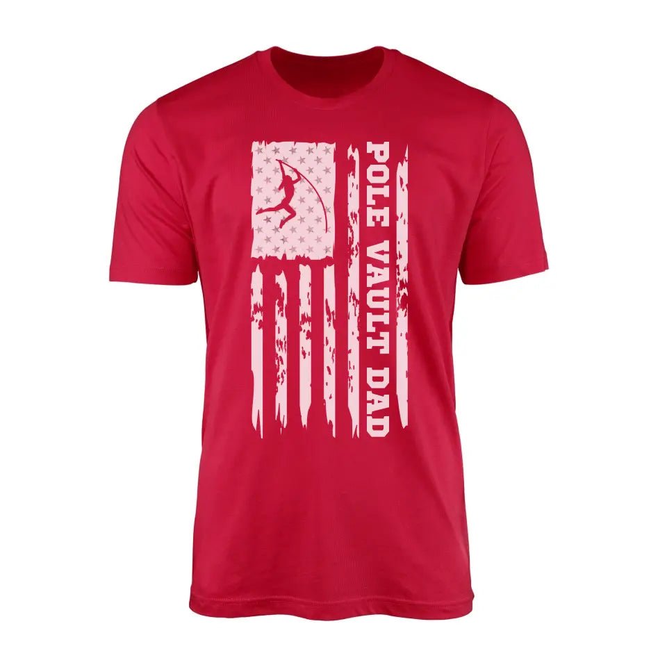Pole Vault Dad Vertical Flag on a Men's T-Shirt with a White Graphic