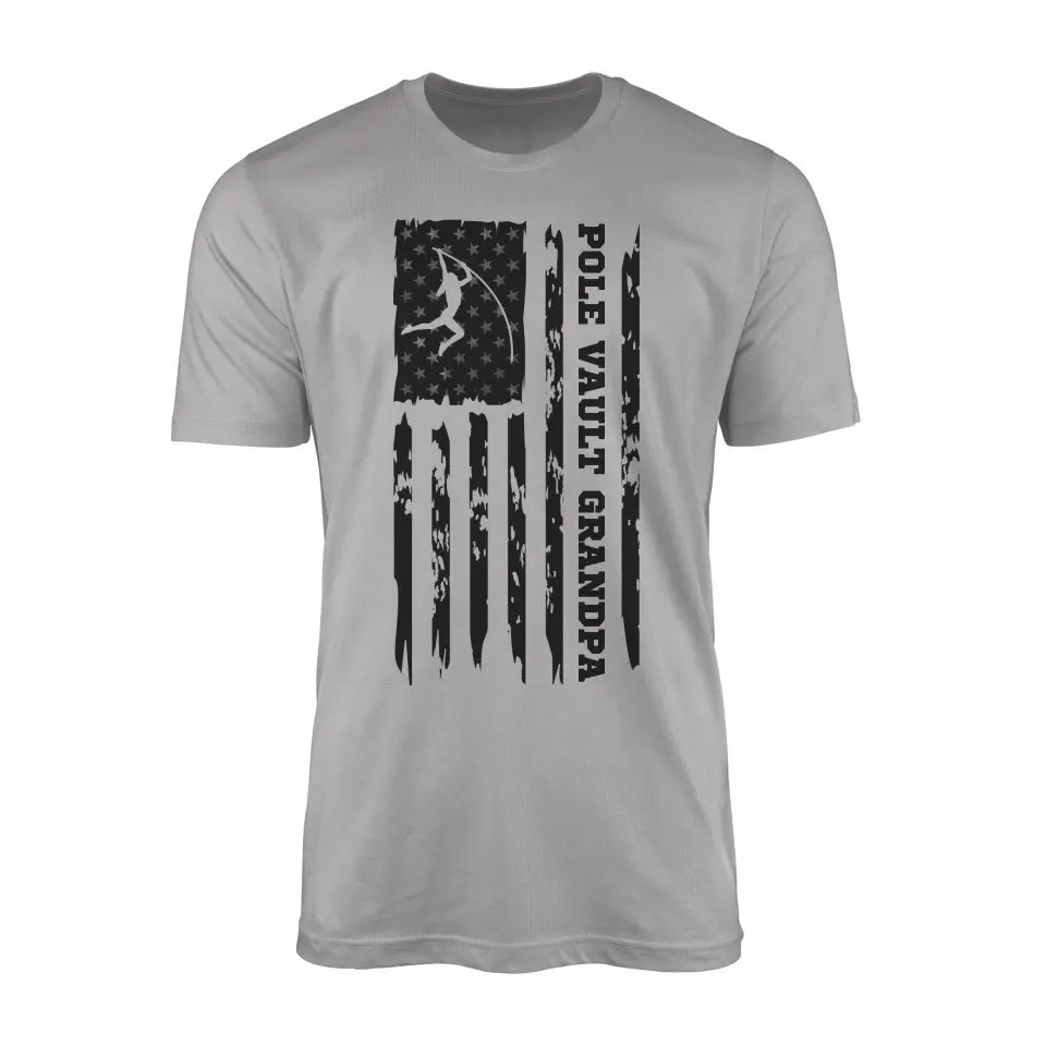 Pole Vault Grandpa Vertical Flag on a Men's T-Shirt with a Black Graphic