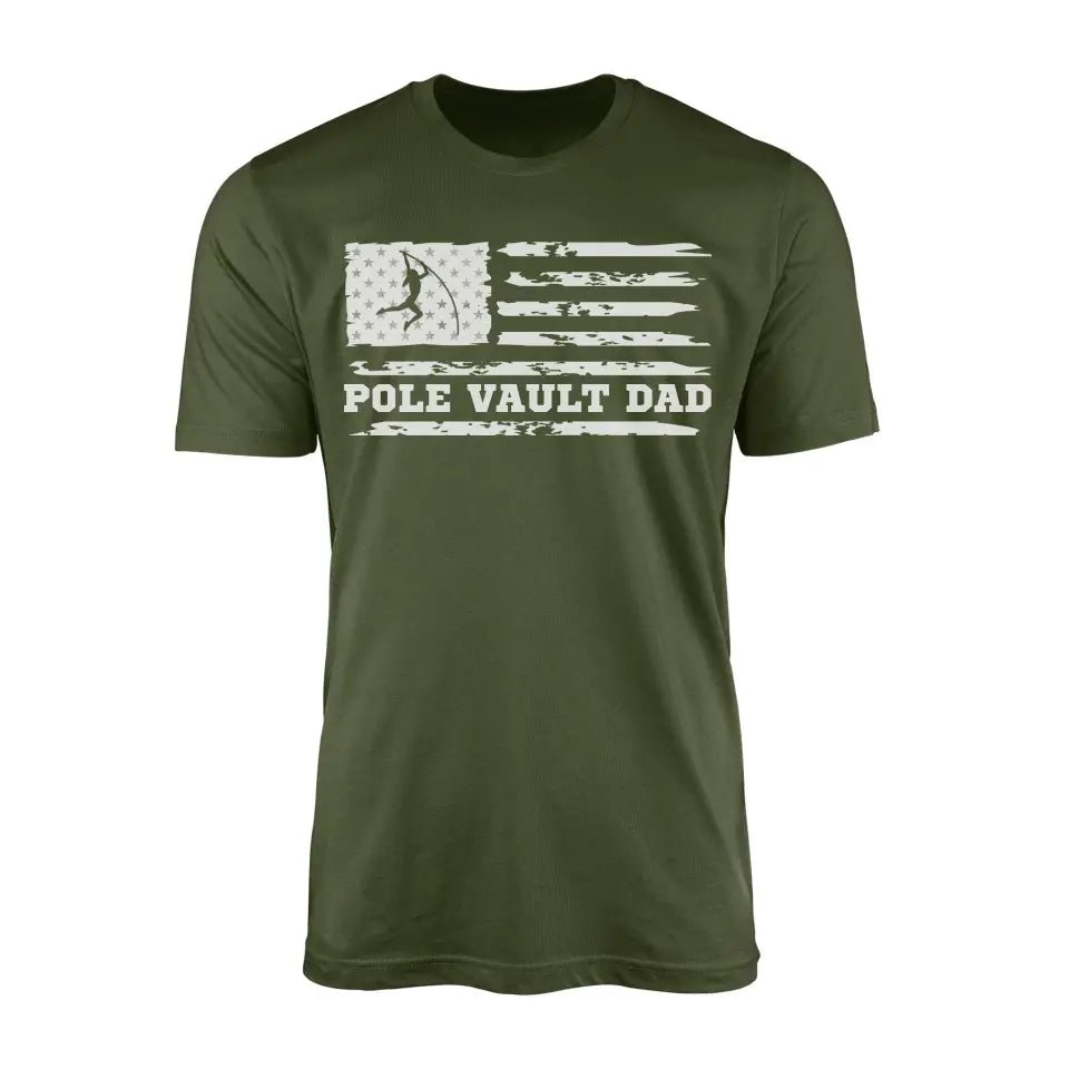 Pole Vault Dad Horizontal Flag on a Men's T-Shirt with a White Graphic