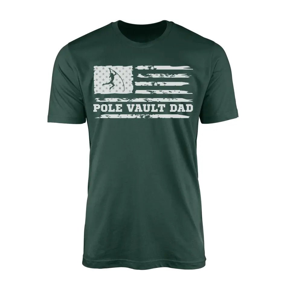 Pole Vault Dad Horizontal Flag on a Men's T-Shirt with a White Graphic
