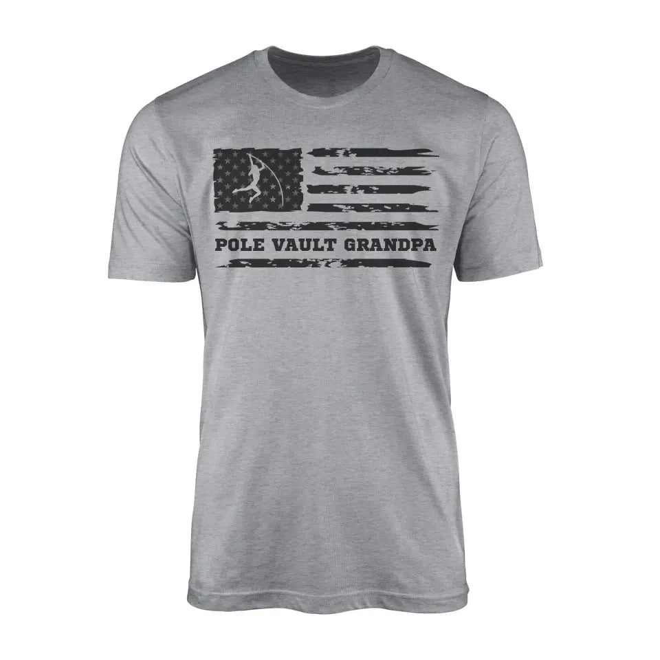 Pole Vault Grandpa Horizontal Flag on a Men's T-Shirt with a Black Graphic