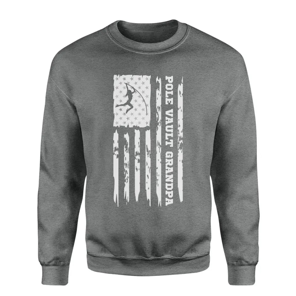 Pole Vault Grandpa Vertical Flag on a Sweatshirt with a White Graphic
