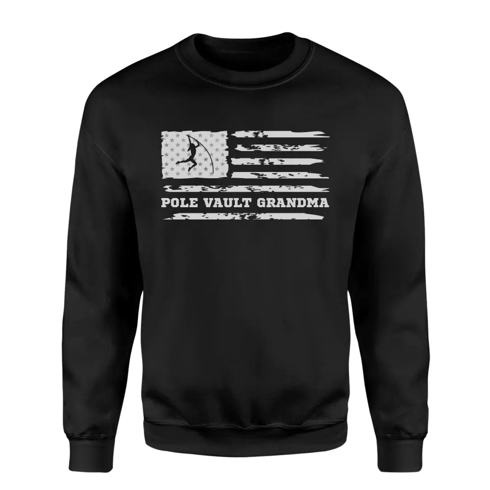 Pole Vault Grandma Horizontal Flag on a Sweatshirt with a White Graphic
