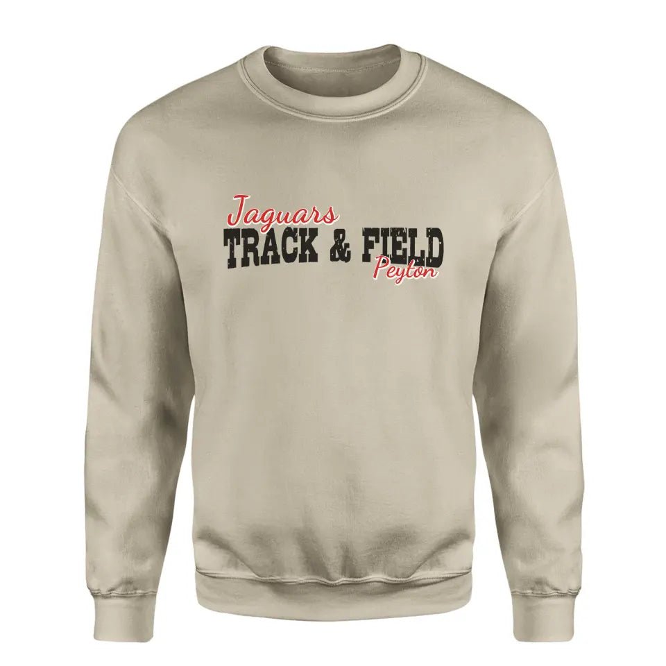 Custom Pole Vault Mascot and Pole Vaulter Name on a Sweatshirt with a Black Graphic