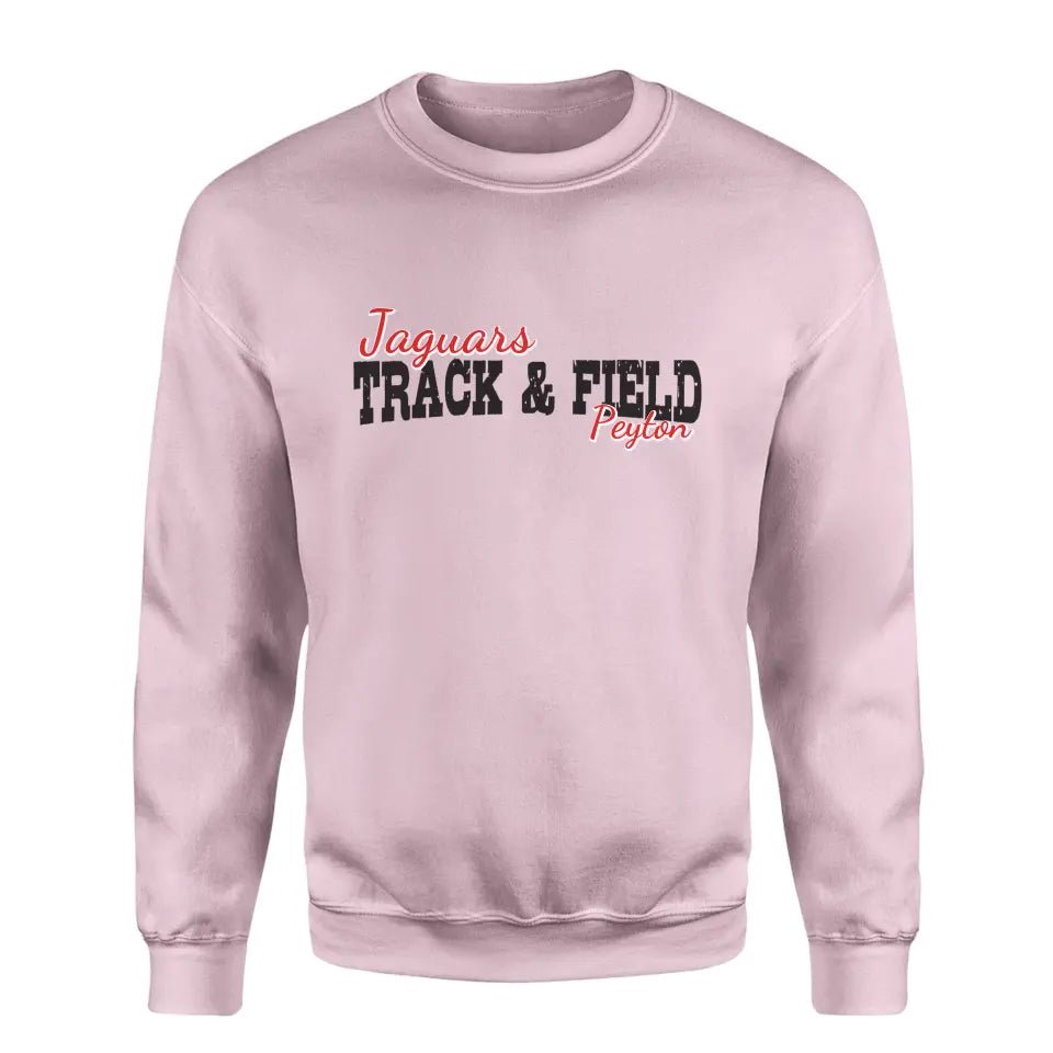 Custom Pole Vault Mascot and Pole Vaulter Name on a Sweatshirt with a Black Graphic