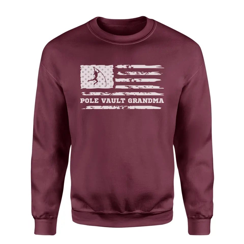 Pole Vault Grandma Horizontal Flag on a Sweatshirt with a White Graphic