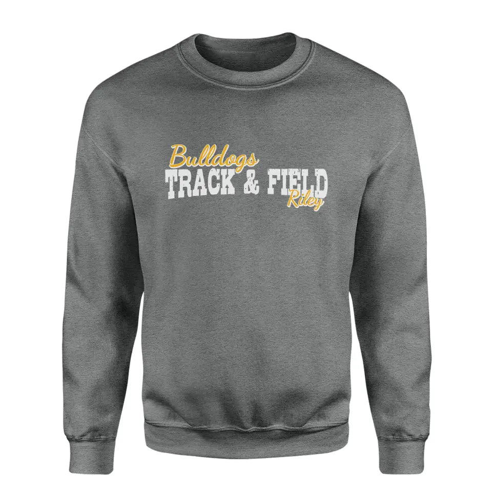 Custom Pole Vault Mascot and Pole Vaulter Name on a Sweatshirt with a White Graphic