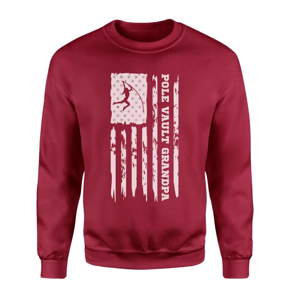 Pole Vault Grandpa Vertical Flag on a Sweatshirt with a White Graphic