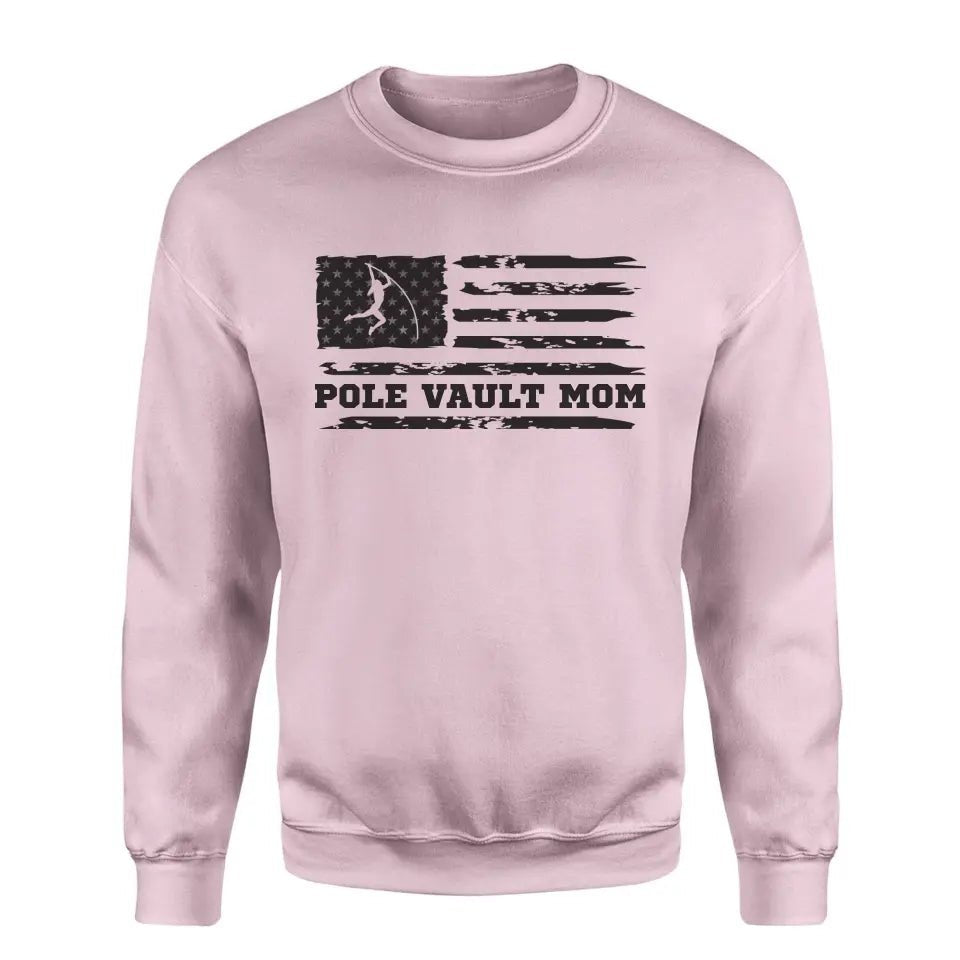 Pole Vault Mom Horizontal Flag on a Sweatshirt with a Black Graphic