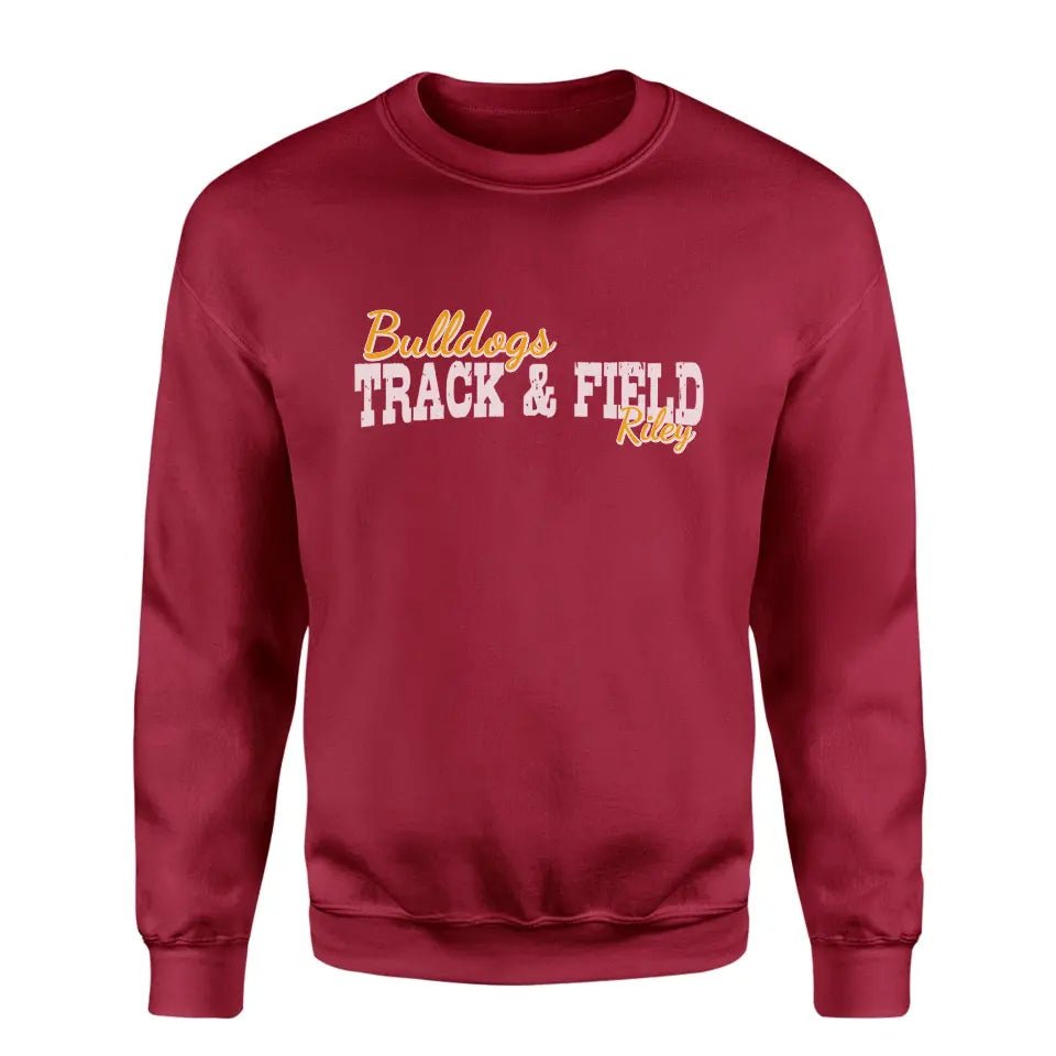 Custom Pole Vault Mascot and Pole Vaulter Name on a Sweatshirt with a White Graphic
