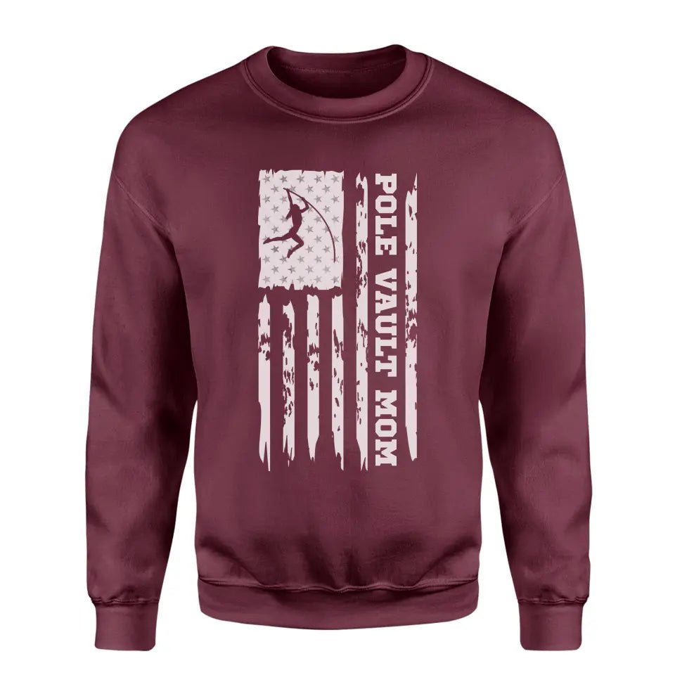 Pole Vault Mom Vertical Flag on a Sweatshirt with a White Graphic