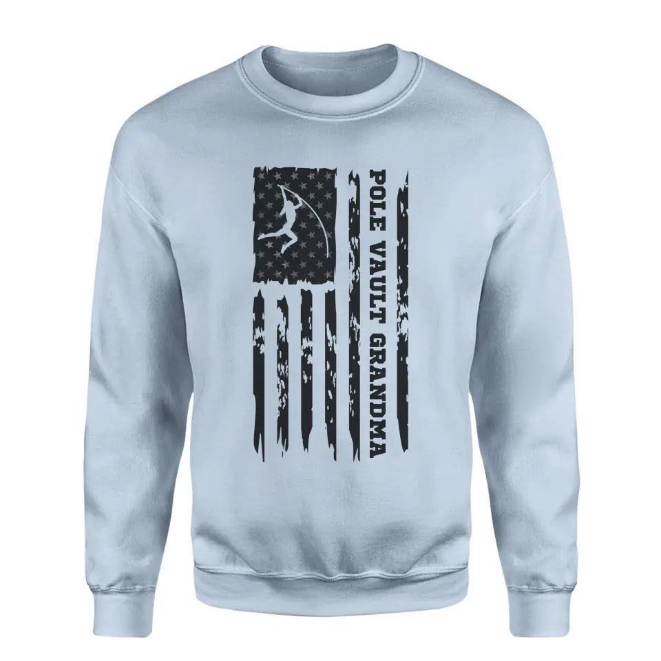 Pole Vault Grandma Vertical Flag on a Sweatshirt with a Black Graphic