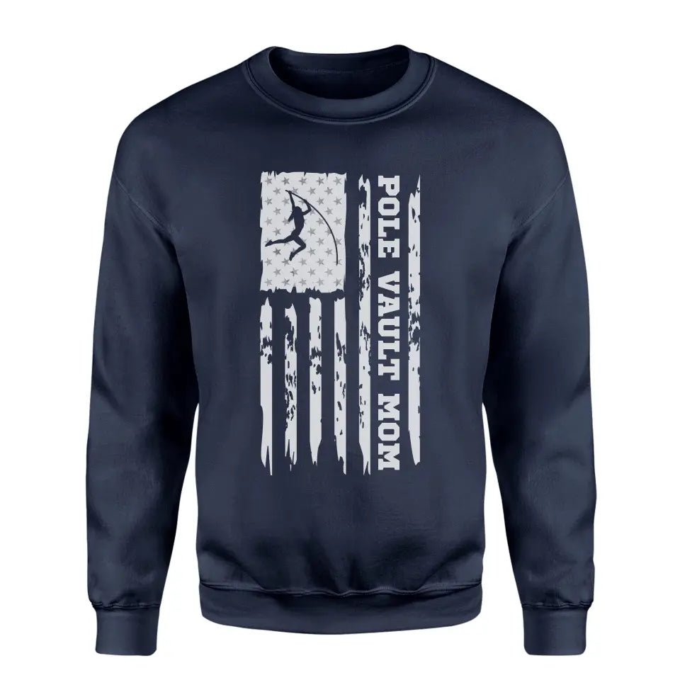 Pole Vault Mom Vertical Flag on a Sweatshirt with a White Graphic