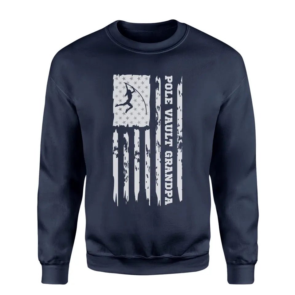 Pole Vault Grandpa Vertical Flag on a Sweatshirt with a White Graphic