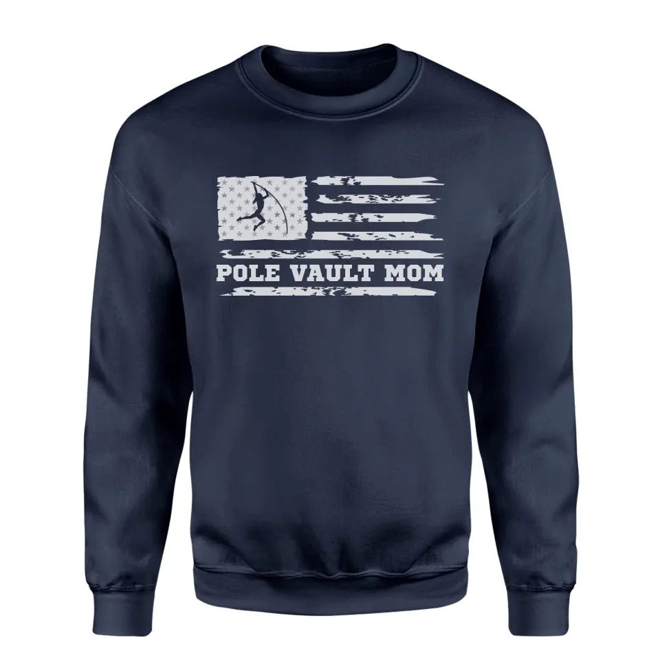 Pole Vault Mom Horizontal Flag on a Sweatshirt with a White Graphic