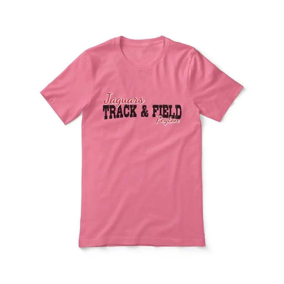 Custom Pole Vault Mascot and Pole Vaulter Name on a Unisex T-Shirt with a Black Graphic