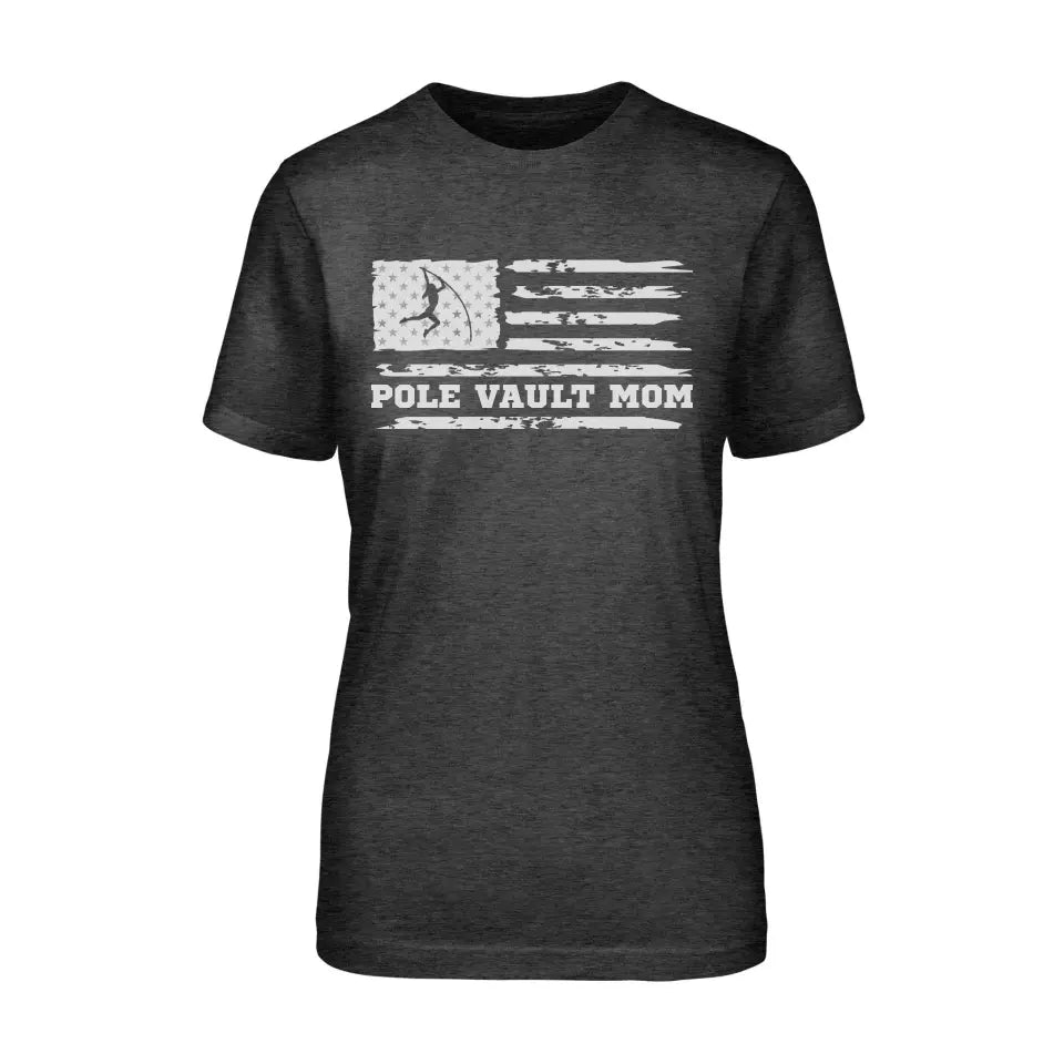 Pole Vault Mom Horizontal Flag on a Unisex T-Shirt with a White Graphic