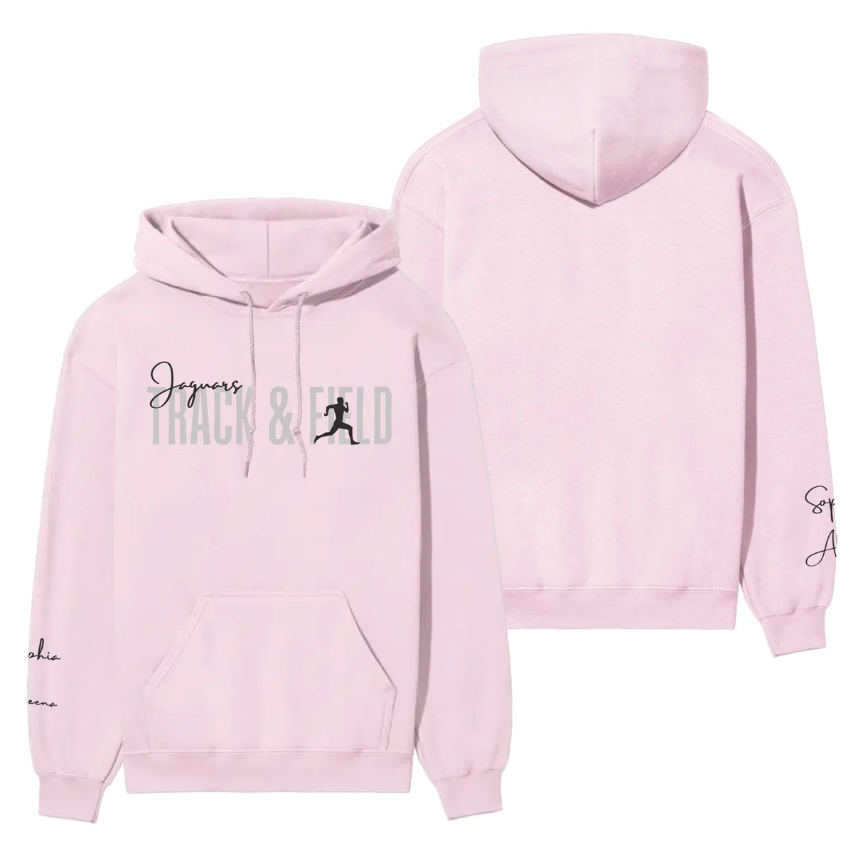 Personalized Shot put on a Hoodie With Modern Bold Designs and Shot putter Name on Sleeve on a Hoodie