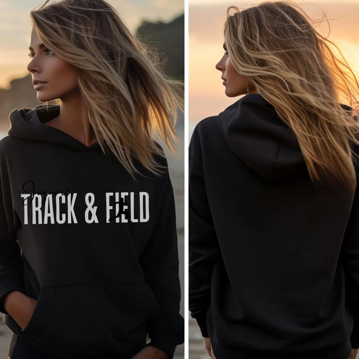 Personalized Shot put on a Hoodie With Modern Bold Designs and Shot putter Name on Sleeve on a Hoodie