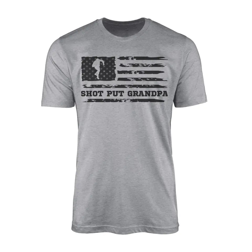 Shot put Grandpa Horizontal Flag on a Men's T-Shirt with a Black Graphic