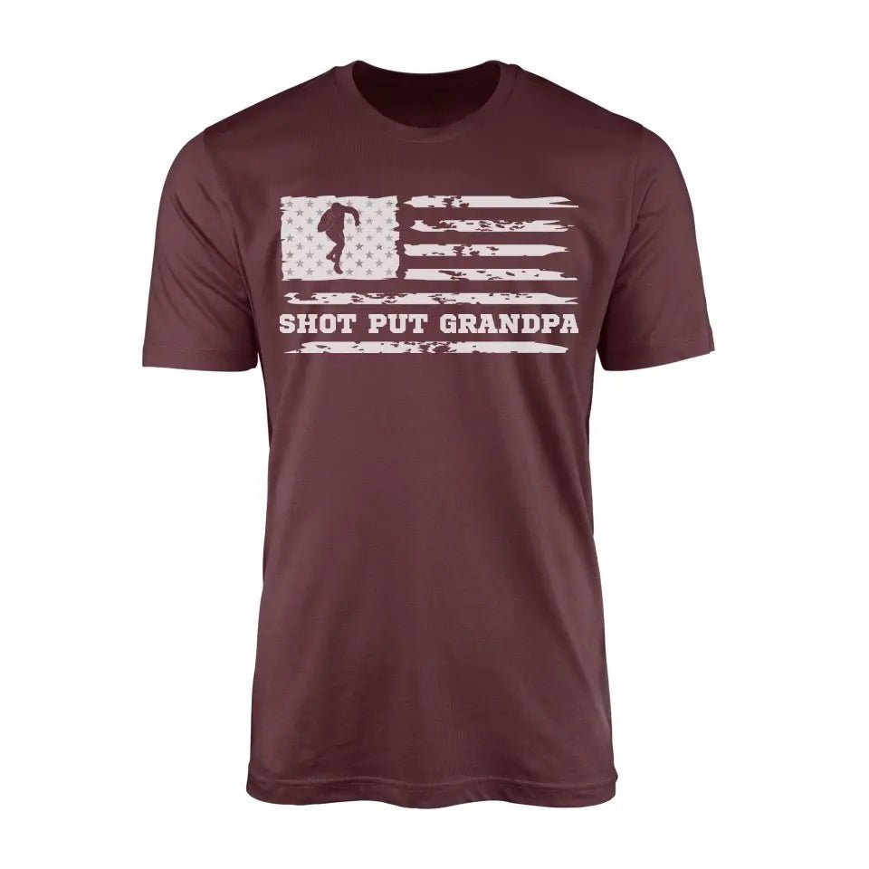 Shot put Grandpa Horizontal Flag on a Men's T-Shirt with a White Graphic
