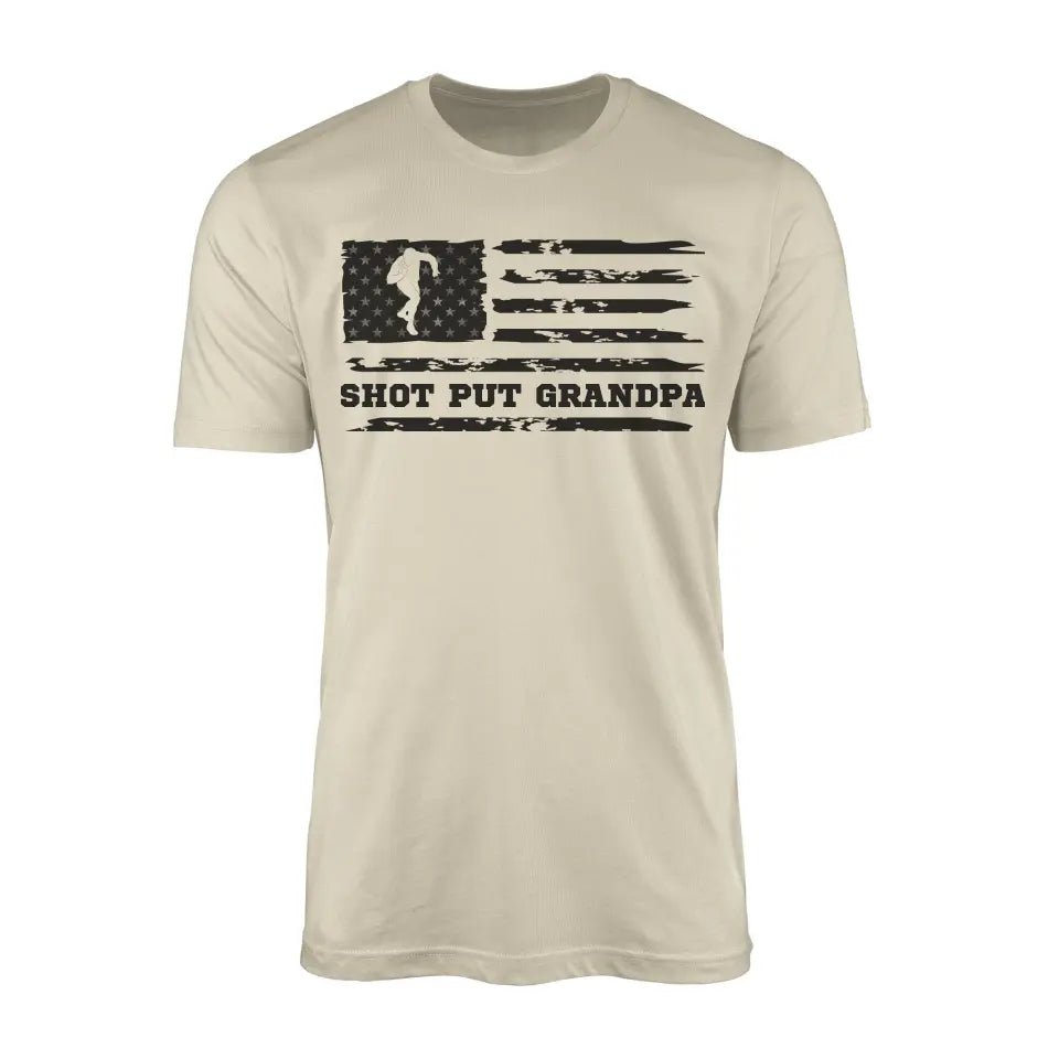 Shot put Grandpa Horizontal Flag on a Men's T-Shirt with a Black Graphic