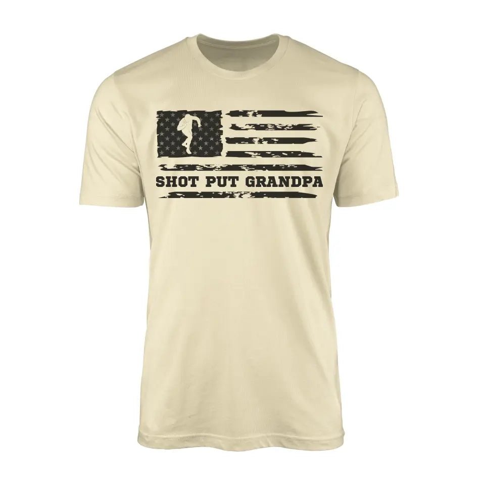 Shot put Grandpa Horizontal Flag on a Men's T-Shirt with a Black Graphic