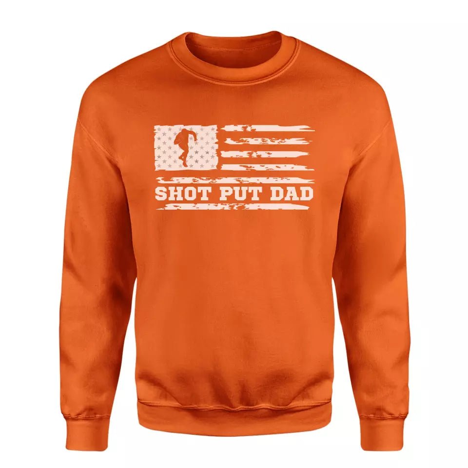 Shot put Dad Horizontal Flag on a Sweatshirt with a White Graphic