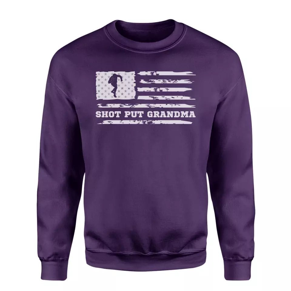 Shot put Grandma Horizontal Flag on a Sweatshirt with a White Graphic