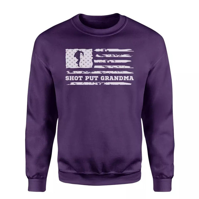 Shot put Grandma Horizontal Flag on a Sweatshirt with a White Graphic