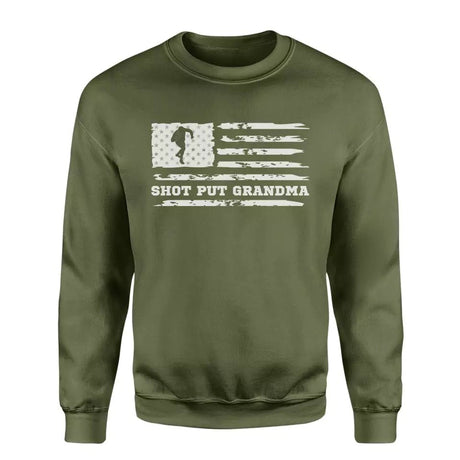 Shot put Grandma Horizontal Flag on a Sweatshirt with a White Graphic