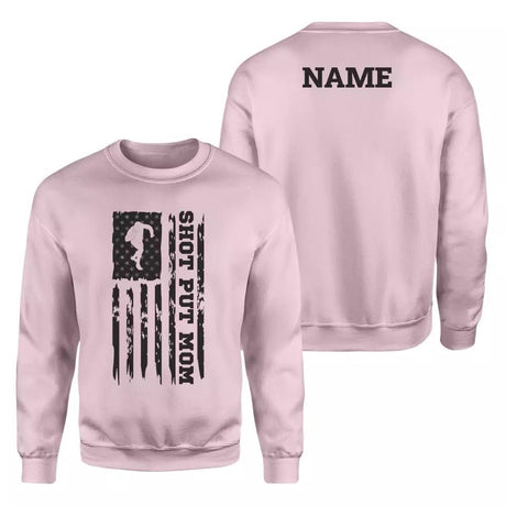 Shot put Mom Vertical Flag With Shot putter Name on a Sweatshirt with a Black Graphic