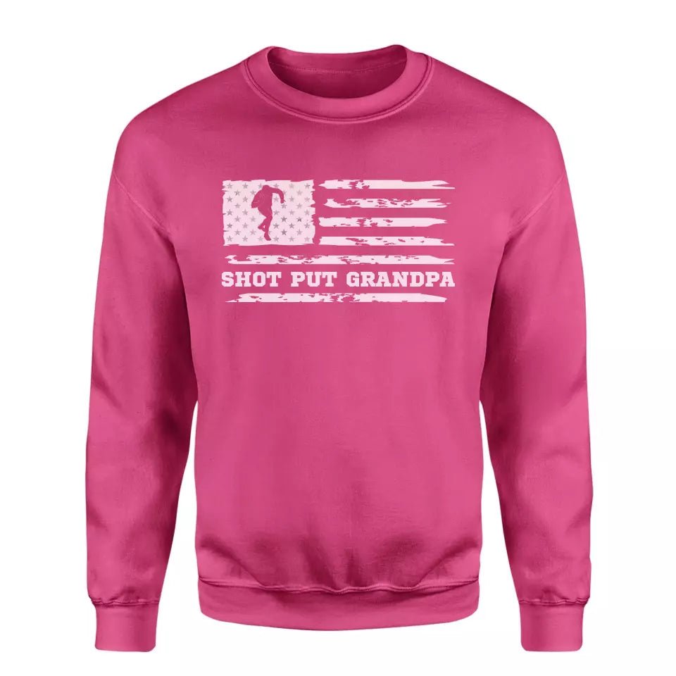 Shot put Grandpa Horizontal Flag on a Sweatshirt with a White Graphic