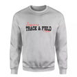 Custom Shot put Mascot and Shot putter Name on a Sweatshirt with a Black Graphic