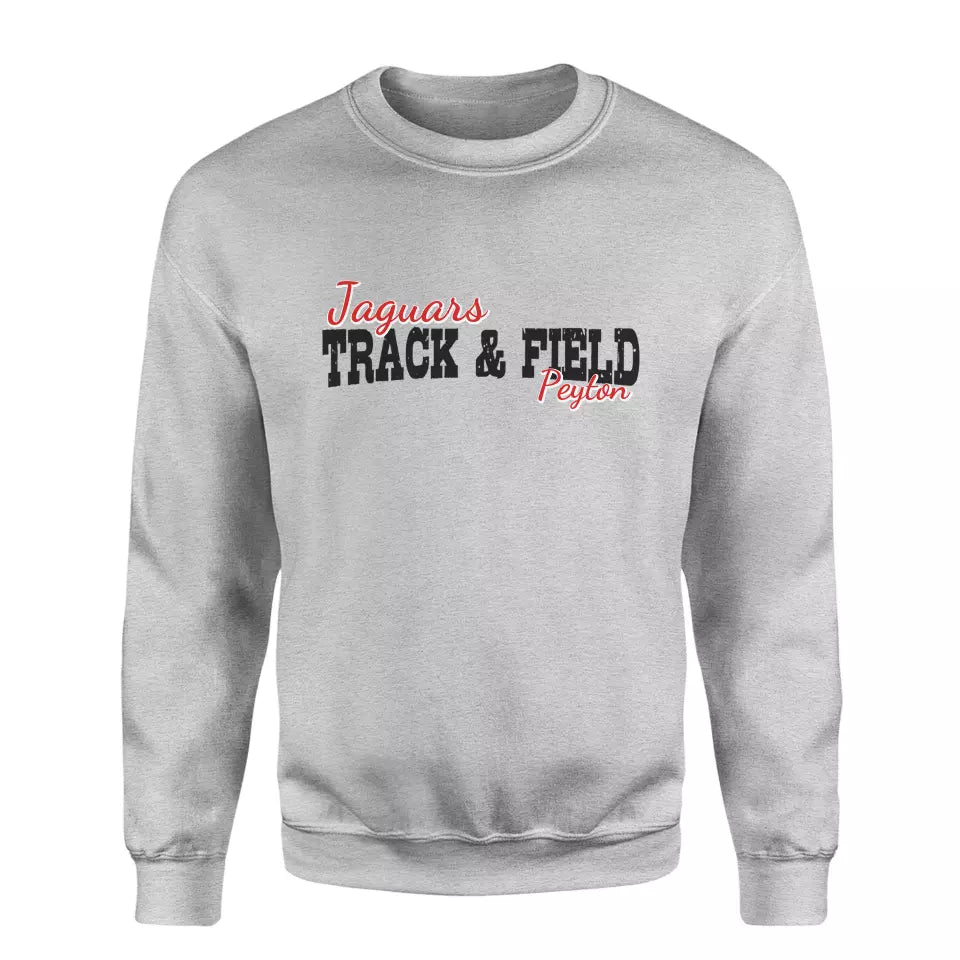 Custom Shot put Mascot and Shot putter Name on a Sweatshirt with a Black Graphic