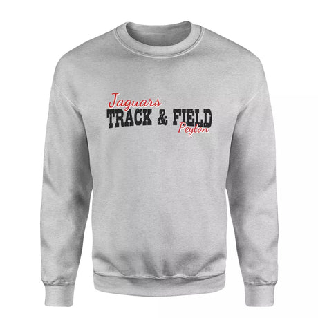 Custom Shot put Mascot and Shot putter Name on a Sweatshirt with a Black Graphic