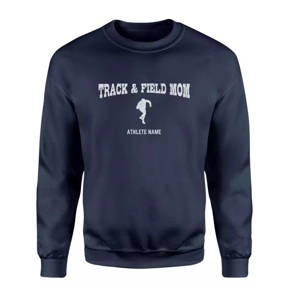 Shot put Mom with Shot putter Icon and Shot putter Name on a Sweatshirt with a White Graphic