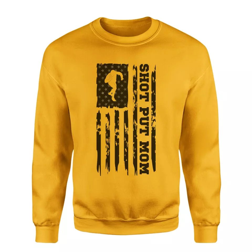 Shot put Mom Vertical Flag on a Sweatshirt with a Black Graphic