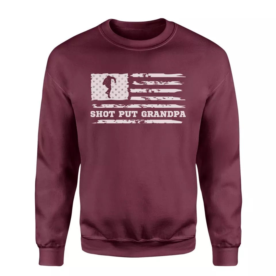 Shot put Grandpa Horizontal Flag on a Sweatshirt with a White Graphic