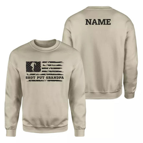 Shot put Grandpa Horizontal Flag With Shot putter Name on a Sweatshirt with a Black Graphic