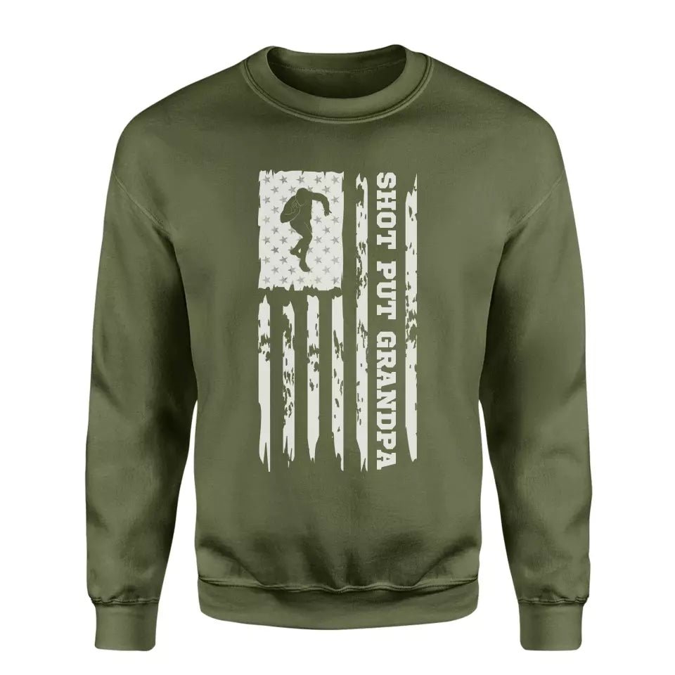 Shot put Grandpa Vertical Flag on a Sweatshirt with a White Graphic