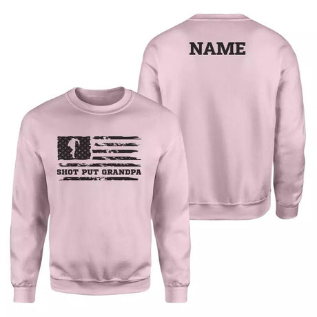 Shot put Grandpa Horizontal Flag With Shot putter Name on a Sweatshirt with a Black Graphic