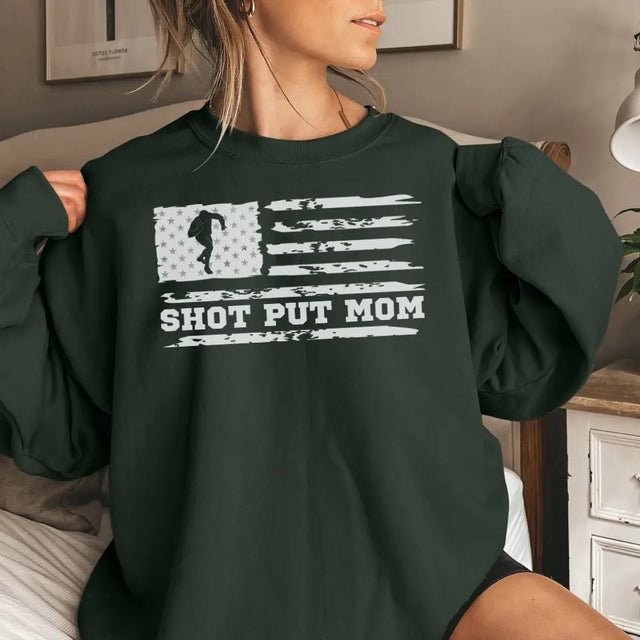 Shot put Mom Horizontal Flag on a Sweatshirt with a White Graphic