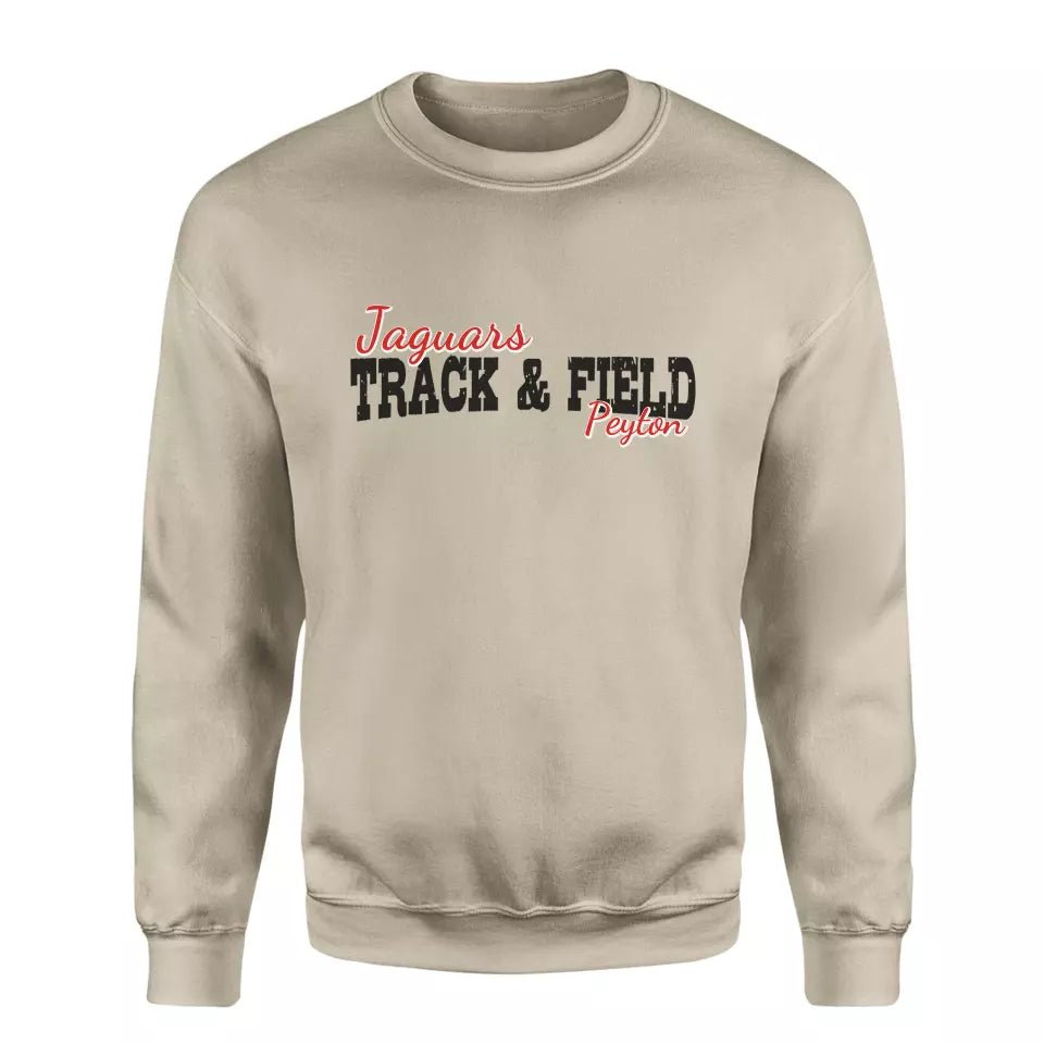 Custom Shot put Mascot and Shot putter Name on a Sweatshirt with a Black Graphic